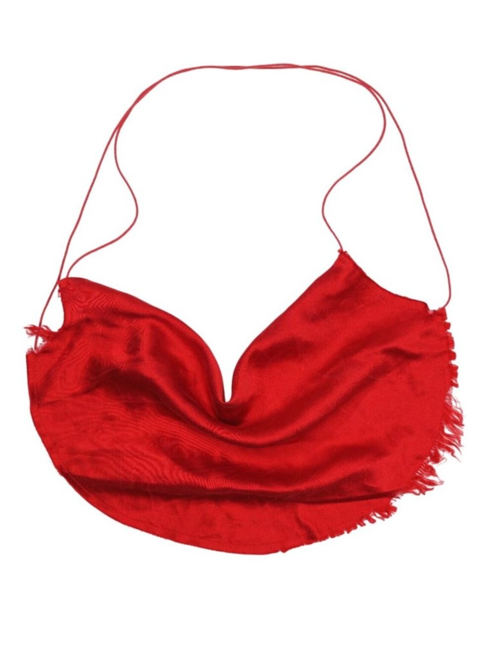 ARE YOU AM I Cowl Neck Crop Top in Red